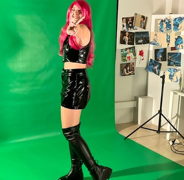 Rebecca Carbone Backstage of shooting for Angel of Death music video