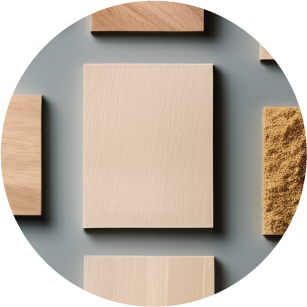 a circle of wood and a square of wood