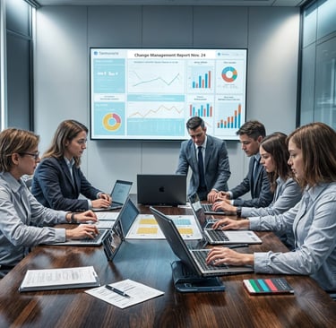 a group of business people sitting around a table