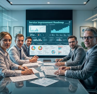 a group of business people sitting around a table