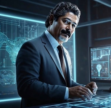 a man in a suit and tie is holding a mouse