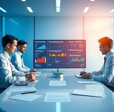 a group of business people sitting around a conference table