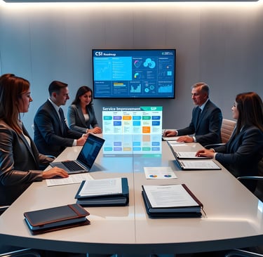a group of business people sitting around a table