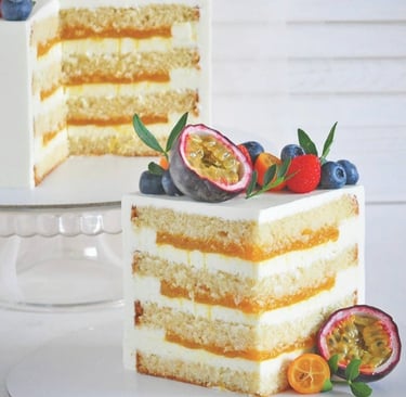 a cake with a slice of cake on top of it