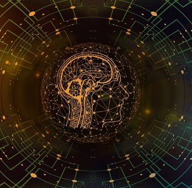 a digital - generated image of a human head in a maze maze