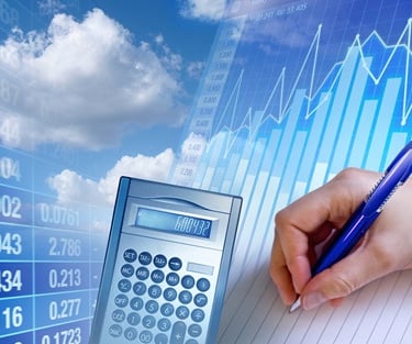 Calculadora com caneta azul