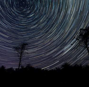 Star trails of the night sky in Ireland