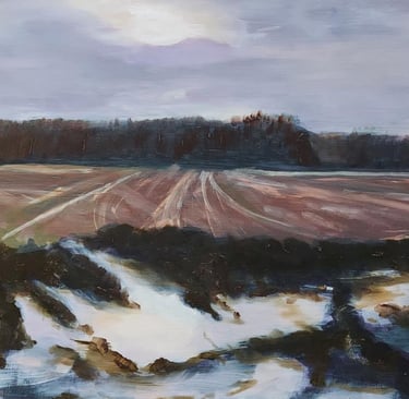 Landschap na de winter, acryl op papier