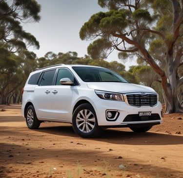 An elegant convertible cruising along a city street lined with cafes and lights.