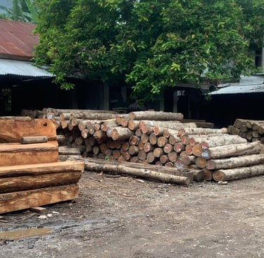 Traditional teak wood joinery technique used in Joglo construction ensuring durability and structural integrity