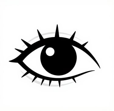 Minimalist black and white eye illustration with sharp lashes, perfect for modern graphic design.