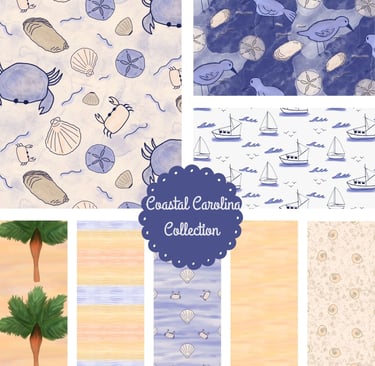 a collection different patterns inspired by costal carolina