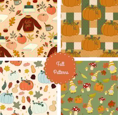 a collection of fall themed patterns by designs by KLM