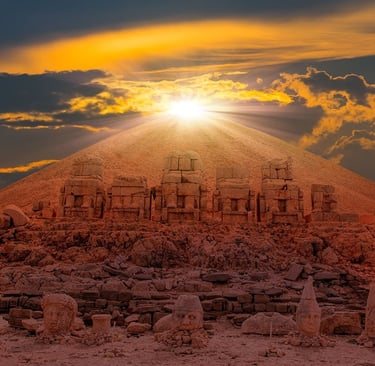 Colossal stone heads of ancient gods at Mount Nemrut summit