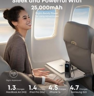 25,000mAh power bank with triple USB-C ports.
