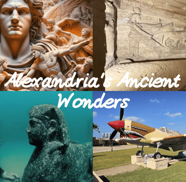  Panoramic view of Alexandria's ancient landmarks.
