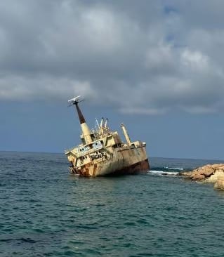 Enjoying views of the Edro III Shipwreck and the natural sea caves..