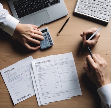 A close-up of a person reading a labor law book with notes and a cup of coffee nearby.