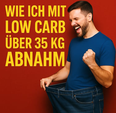 Erfolgreich abnehmen mit Low Carb – Mann zeigt stolz 35 kg Gewichtsverlust mit starker Botschaft im
