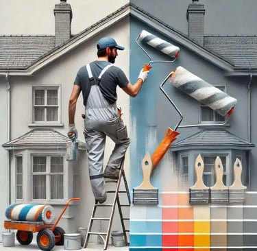 Fachada renovada con pintura de alta calidad en Quito.