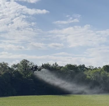 Hutch Drone Pro flying a dji T40 Crop Drone Spraying Fungicide on Corn 