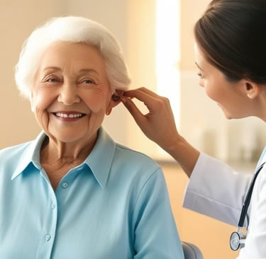 Profissional realizando exame auditivo demonstrando importância dos check-ups para detecção precoce