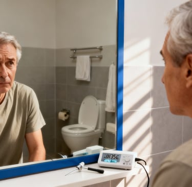 Pessoa madura com a mão no ouvido buscando orientação para limpeza segura na All Sounds