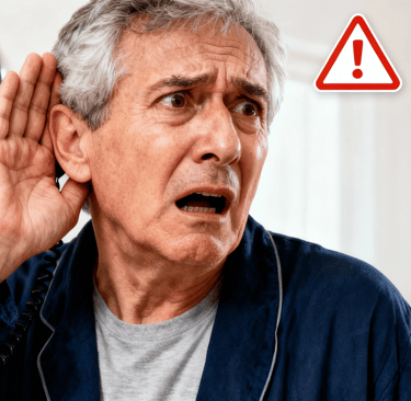 Homem idoso recebendo chamada urgente: perda auditiva súbita requer ação nas primeiras 72 horas