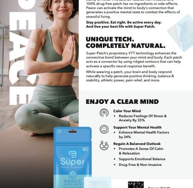 Super Patch Peace lifestyle photo – calm woman with relaxation wellness patch