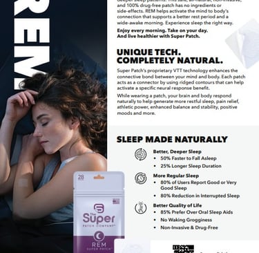 Super Patch REM lifestyle photo – woman sleeping deeply with sleep patch