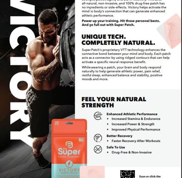 Super Patch Victory lifestyle photo – active woman with energy performance patch