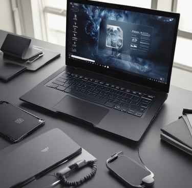 A person is sitting in front of a computer setup with a glowing RGB keyboard and a large monitor displaying a game. The scene is dimly lit, and the person is wearing a headset, suggesting they might be playing video games or engaged in online communication. The internal components of the computer tower are visible and illuminated in blue and green lights.