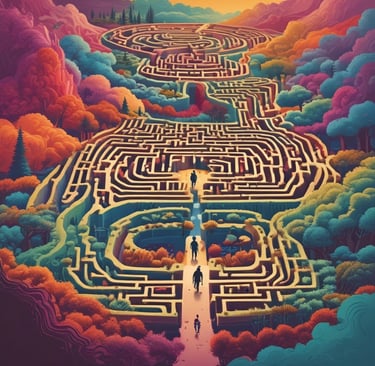 A street lamp illuminates a riverside pathway at dusk, casting a warm glow over the water. The reflections of the lights create a trail of orange hues along the river. A line of lamps stretches into the distance, bordered by lush, green trees under a cloudy sky.