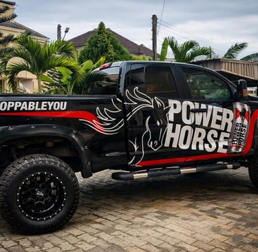 Power Horse Vehicle branding in Lagos by SignWriters