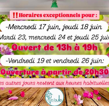 La Bulle Sauna horaires exceptionnels