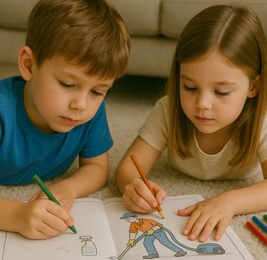 Boy and Girl Coloring on  King Organic Clean Coloring book