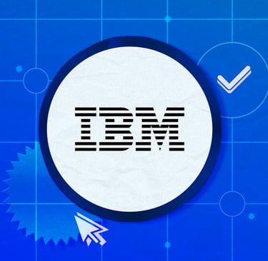 a computer screen with a ibm logo on it