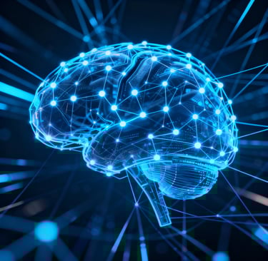 Cerebro digital abstracto con conexiones de red neuronal.