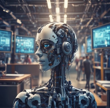 Robot humanoide futurista con IA.