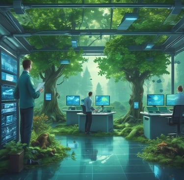 a man standing in front of a computer screen