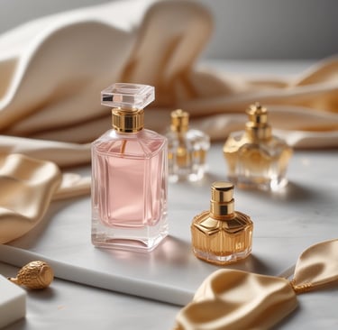 a woman holding a perfume bottle in her hand