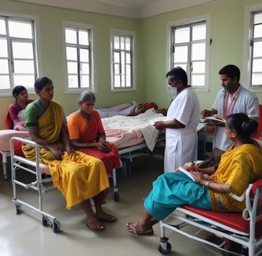 Medical professionals providing care in a community setting.