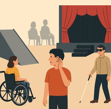 A flat-style digital illustration depicting lack of accessibility at an event venue.