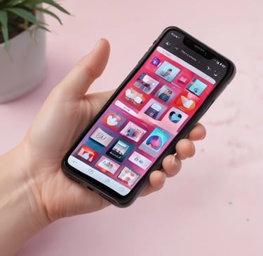 A person uses a phone with the tiktok shop app.