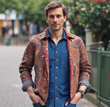 A small shop is filled with a variety of handmade goods, including woven baskets, colorful textiles, and traditional crafts. The entrance is partially obscured by hanging ropes and items such as bags and hats. Wooden crates and a plastic basket are stacked on the ground, while bright tapestries and straw items add vibrancy to the display.
