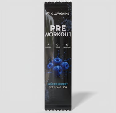 glowgains preworkout sachet blue raspberry