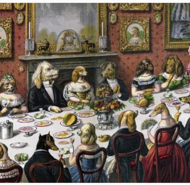 Art.com Formal Dinner Party for Dogs, 1893 Framed Art