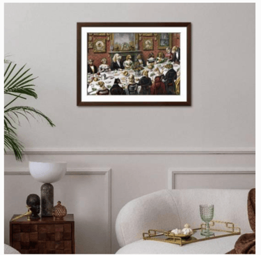 Art.com Formal Dinner Party for Dogs, 1893 Framed Art