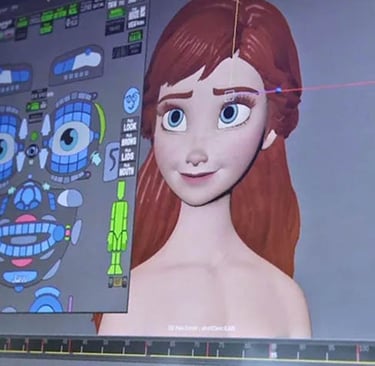 Image of face rigging of animated CG character.
