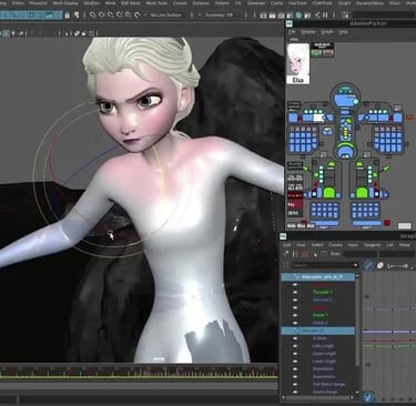 A CG Rigger rigs the body of Elsa in Frozen.